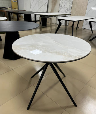 Round Ceramic Top Dining Table 900mm Diameter Powder Coated For Home Use