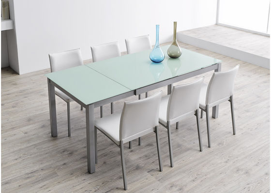 Adjustable Glass Extension Dining Table 1250*800*750mm With Space Saving Design