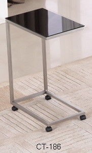 Stainless Steel Glass Side Table High Stability Movable 450*300*650mm Size With Casters