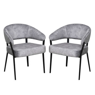 Modern Upholstered Dining Armchair Grey PU Material 590*550*730MM With Stylish Accent Model