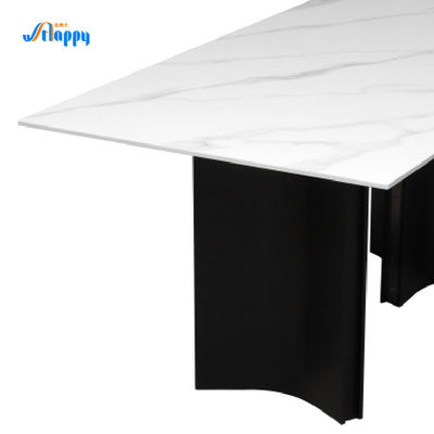 Modern Ceramic Table Top Dining Table Long Lasting With Flat Packed Aluminum Frame