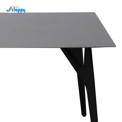 Customized Size Ceramic Top Dining Table Industrial With Iron Frame