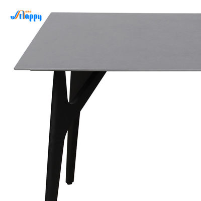 Customized Size Ceramic Top Dining Table Industrial With Iron Frame