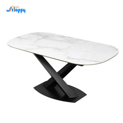 White Modern Extendable Dining Table Ceramic 1700*900mm For Kitchen Use
