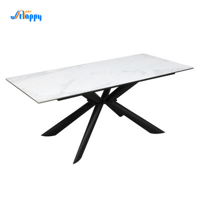 Wear Resistant Extendable Ceramic Table Ceramic Extension Dining Table 1800*850mm With Metal Base