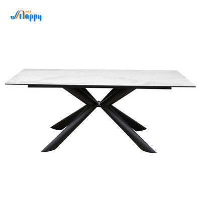 Wear Resistant Extendable Ceramic Table Ceramic Extension Dining Table 1800*850mm With Metal Base