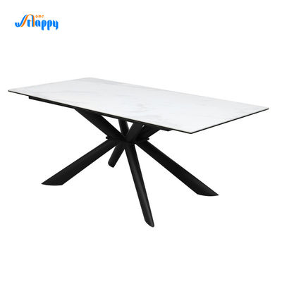 Wear Resistant Extendable Ceramic Table Ceramic Extension Dining Table 1800*850mm With Metal Base