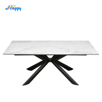 Wear Resistant Extendable Ceramic Table Ceramic Extension Dining Table 1800*850mm With Metal Base