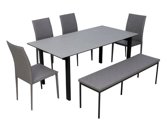 1650*850mm Ceramic Dining Room Table Solid Grey With Metal Frame