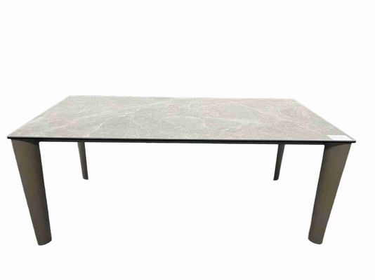 1500*850mm Ceramic Top Dining Table Custom With Fixed Type Light Grey Metal Base