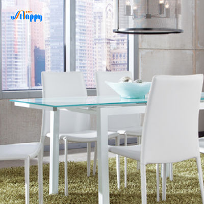 High Stability Glass Top Kitchen Table Glass Top Dining Room Table 1100*700mm For Household