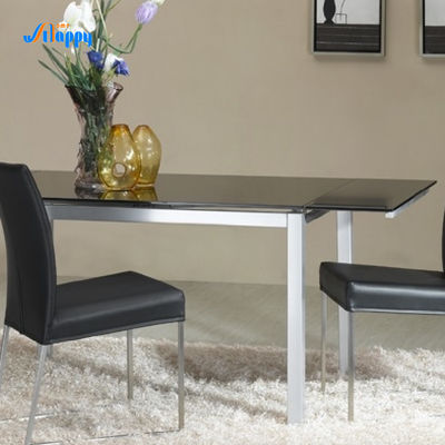 High Stability Glass Top Kitchen Table Glass Top Dining Room Table 1100*700mm For Household