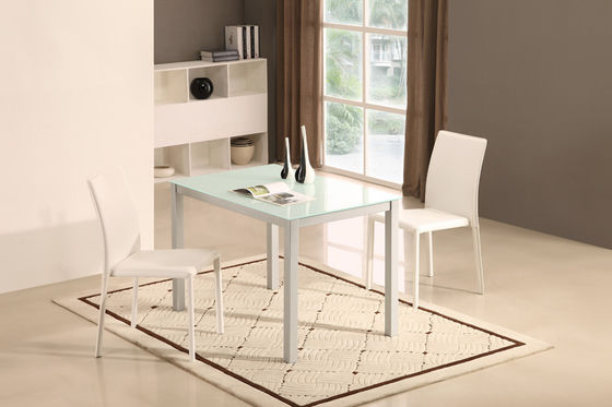 1100mm Length Glass Top Dining Table Customizable With Iron Legs