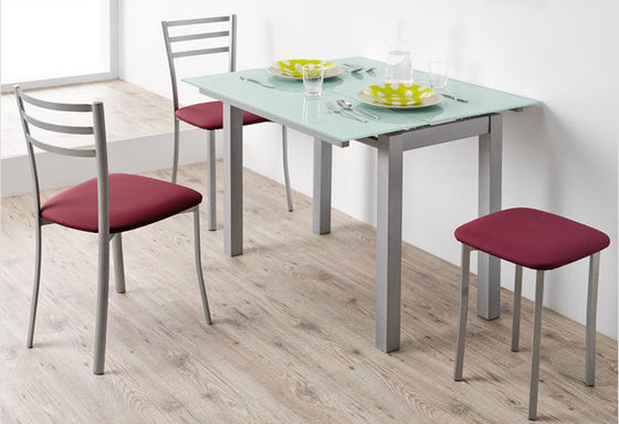 Fashionable Glass Top Dining Table 1200mm Length With Euro Style