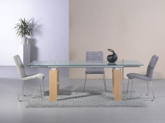 Modern Style Extendable Glass Table 200cm Length Rectangular Extendable Dining Table