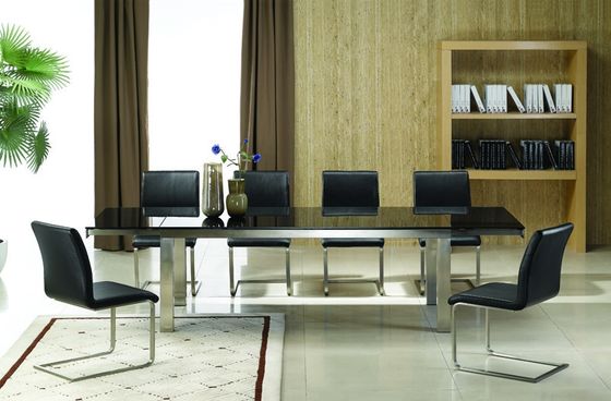2700mm Length Extendable Dining Table Black With Stainless Steel Frame