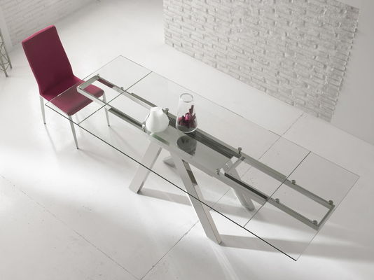 900mm Width Extendable Dining Table Minimalist With Stainless Steel Leg
