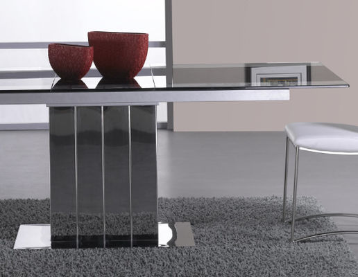 Clear Extendable Dining Room Table Extendable Glass Dining Table 1660*900mm For Office