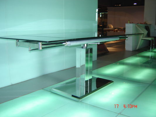 Modern Extension Dining Table Black 2m Length With Stainless Steel Frame