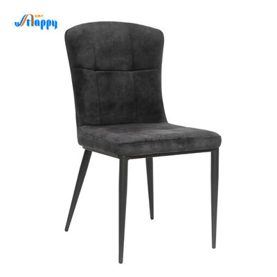 Fashionable Black Modern Leather Dining Chair Hard Wearing With Metal Frame