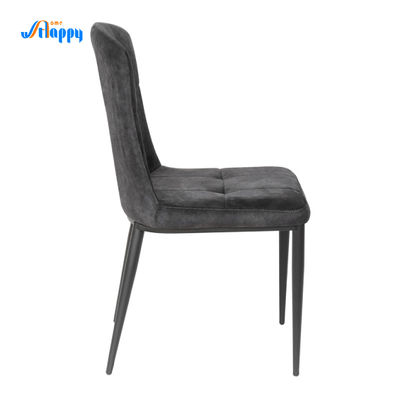 Fashionable Black Modern Leather Dining Chair Hard Wearing With Metal Frame
