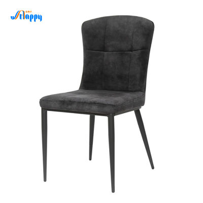 Fashionable Black Modern Leather Dining Chair Hard Wearing With Metal Frame