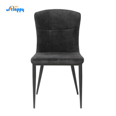 Fashionable Black Modern Leather Dining Chair Hard Wearing With Metal Frame