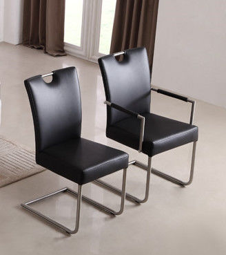 Stylish Modern Leather Dining Chair 480*615*945mm With Stainless Steel Frame
