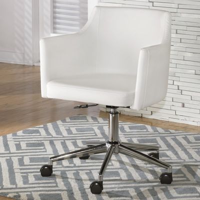 White Modern Swivel Chair Ergonomic 	61*61*81CM With Flared Arms