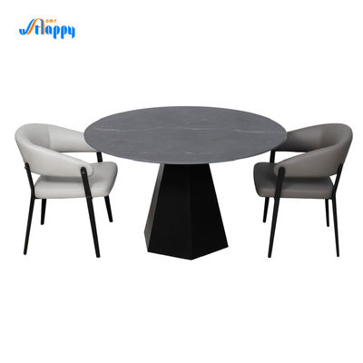 Corrosion Resistant Modern Round Dining Table Black 1200mm Diameter