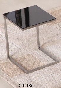 Fashionable Black Glass Side Table Glass Bedside Table Easy Installation With Modern Design