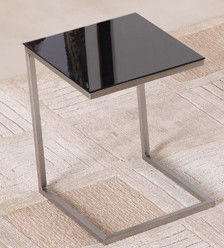 Fashionable Black Glass Side Table Glass Bedside Table Easy Installation With Modern Design