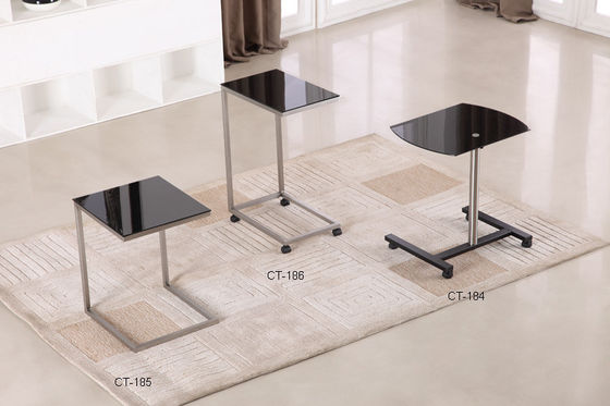 Fashionable Black Glass Side Table Glass Bedside Table Easy Installation With Modern Design