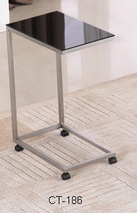 Stainless Steel Glass Side Table High Stability Movable 450*300*650mm Size With Casters