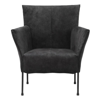 Comfortable Upholstered Dining Chairs Black Leather Dining Armchair Powder Coated