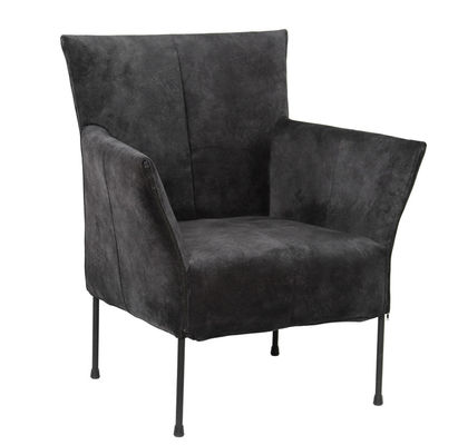 Comfortable Upholstered Dining Chairs Black Leather Dining Armchair Powder Coated