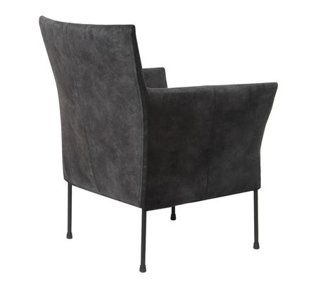 Comfortable Upholstered Dining Chairs Black Leather Dining Armchair Powder Coated