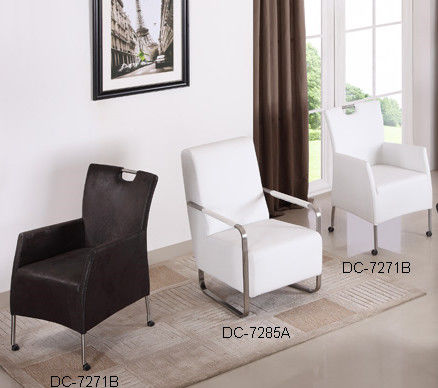 Leather Upholstered Dining Room Arm Chairs Easy Maintenance 565*655*930mm For Living Room
