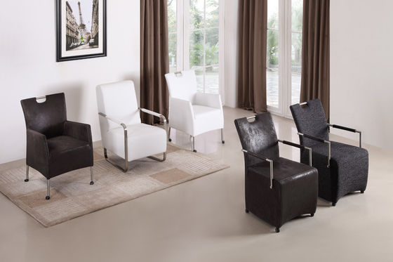 Comfortable Upholstered Dining Armchair Ergonomic With Stainless Steel Frame